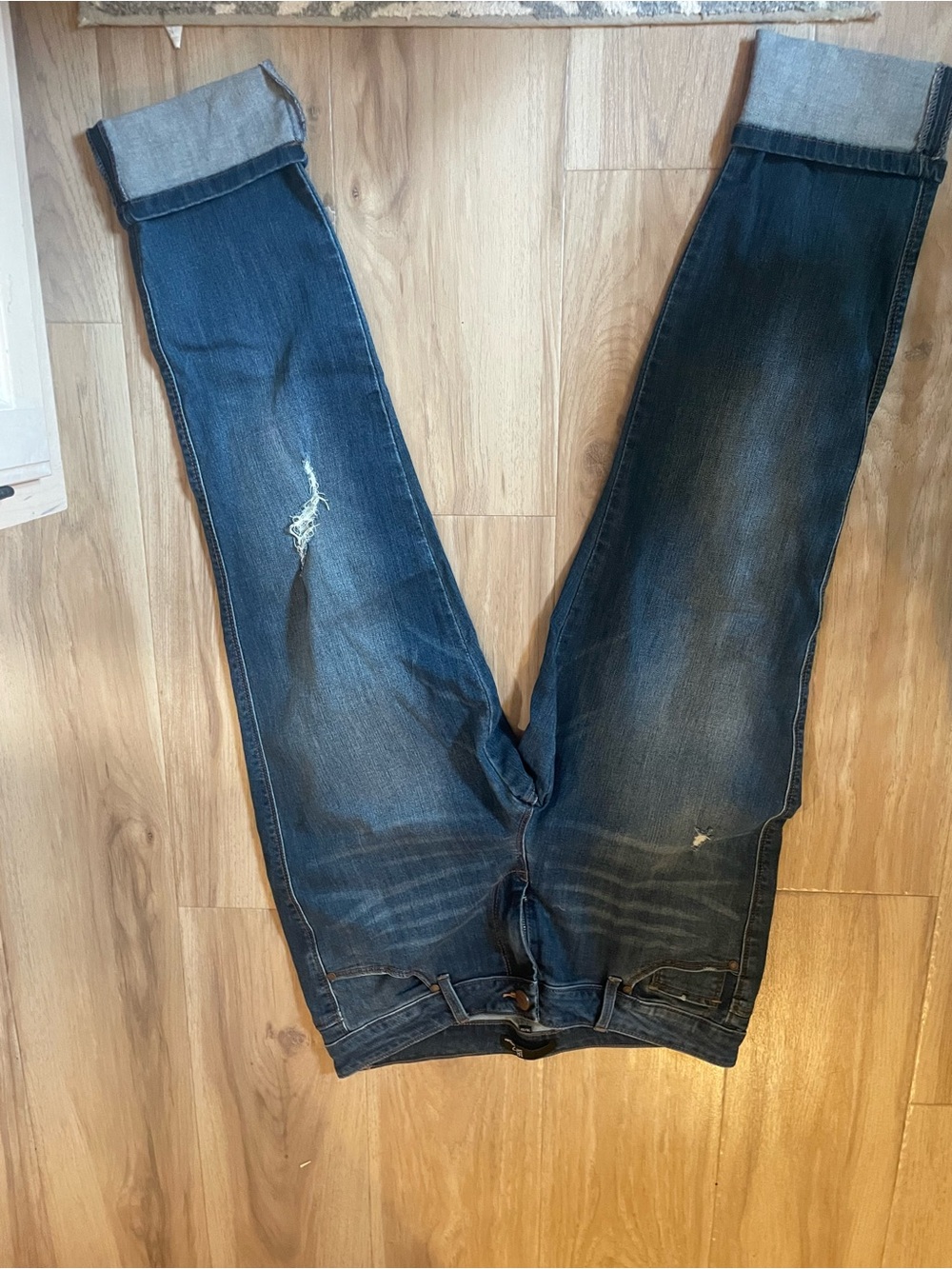1822 Denim Dark Blue Boyfriend Jeans with Cuffs